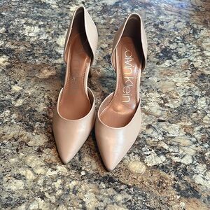 Calvin Klein Tan Heels Classic Pointed-Toe Pumps